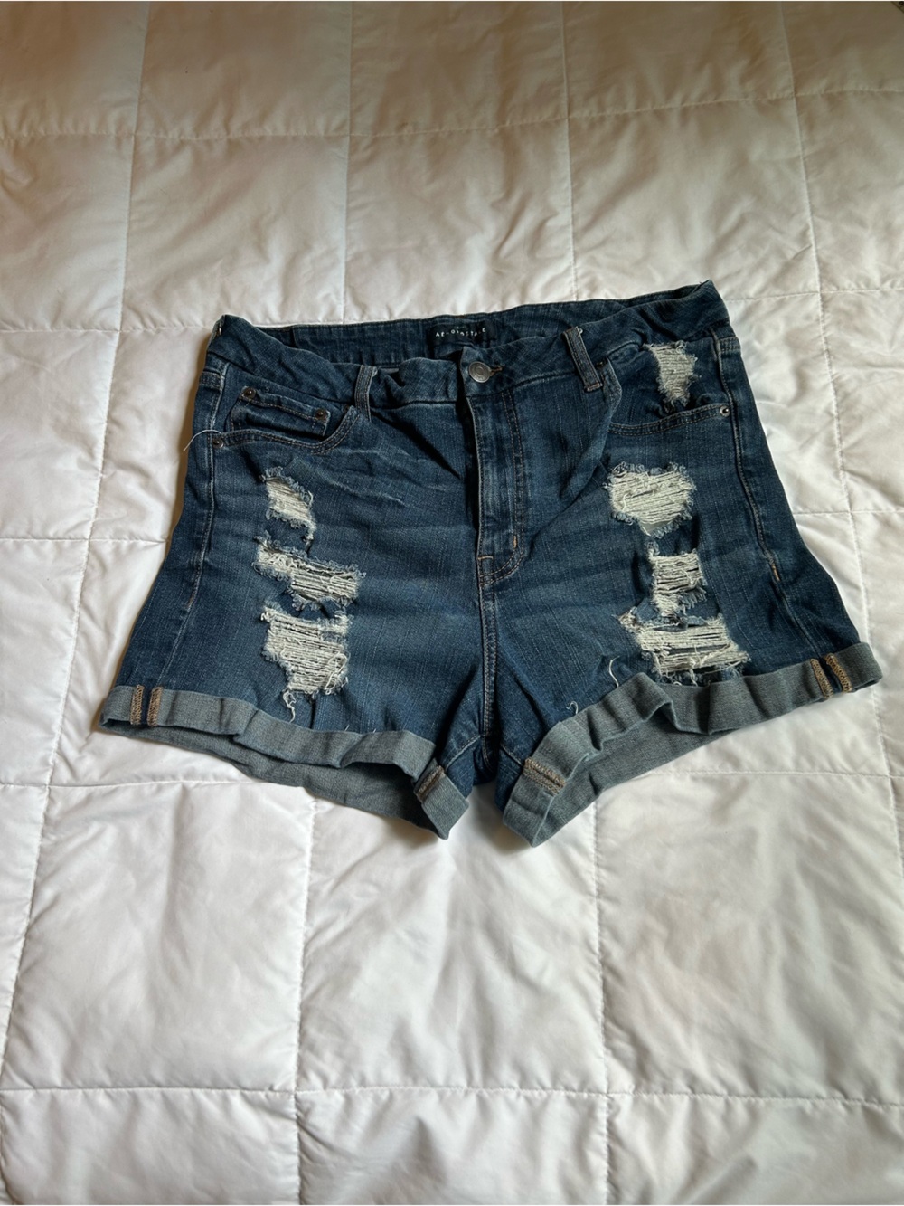 Women’s Distressed Dark Blue Denim Shorts